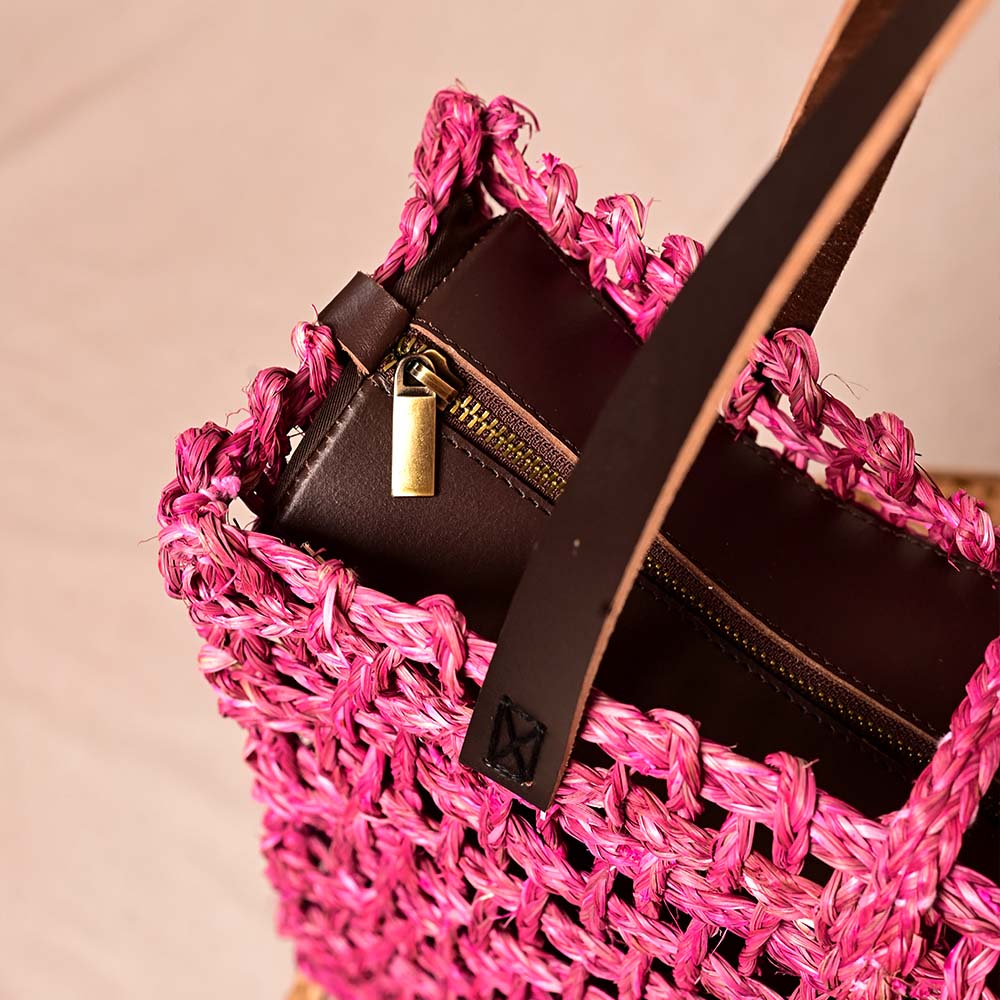Sabai Mesh Luxe Carry Bag - Pink - Kadam Haat