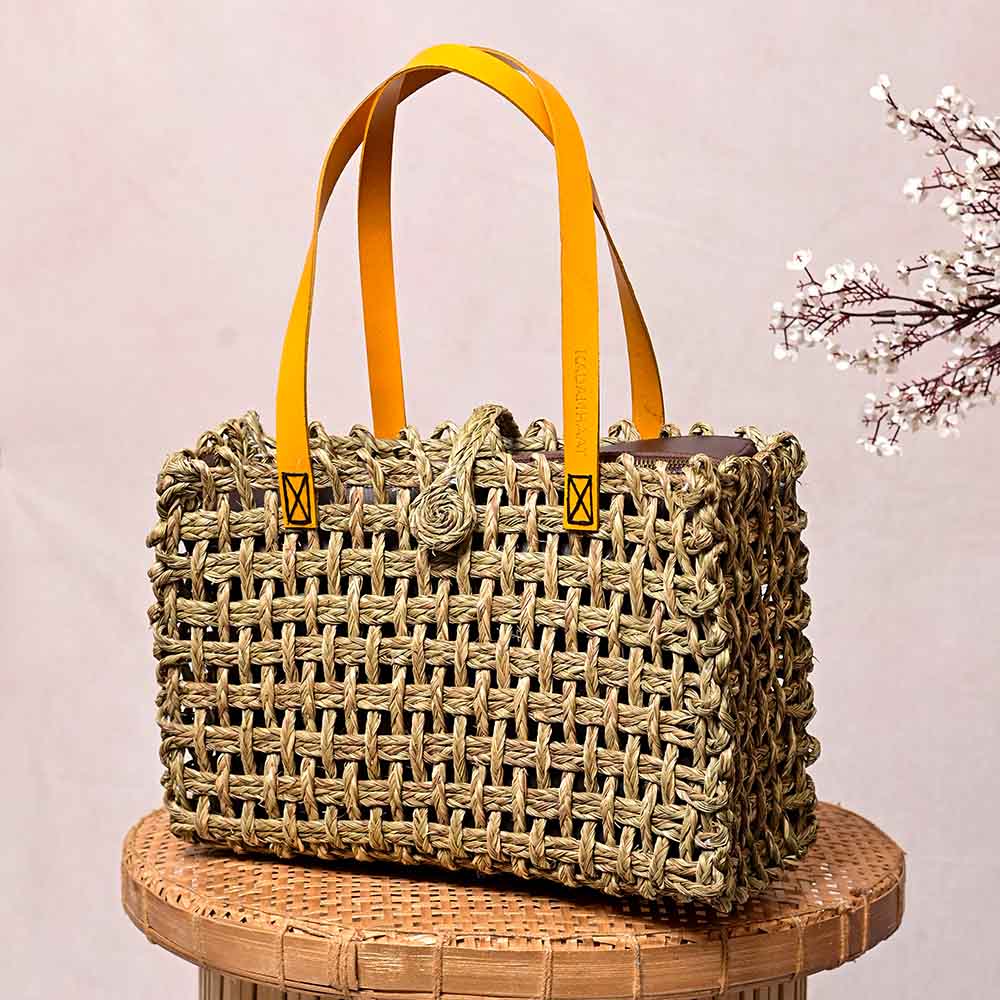 Sabai Mesh Luxe Carry Bag - Turmeric - Kadam Haat