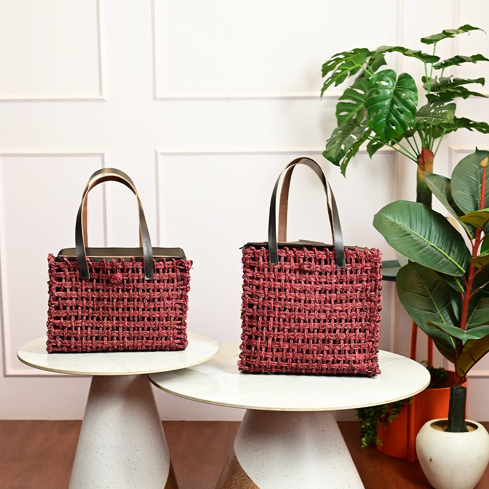 Sabai Mesh Luxe Carry Bag - Wine - Kadam Haat