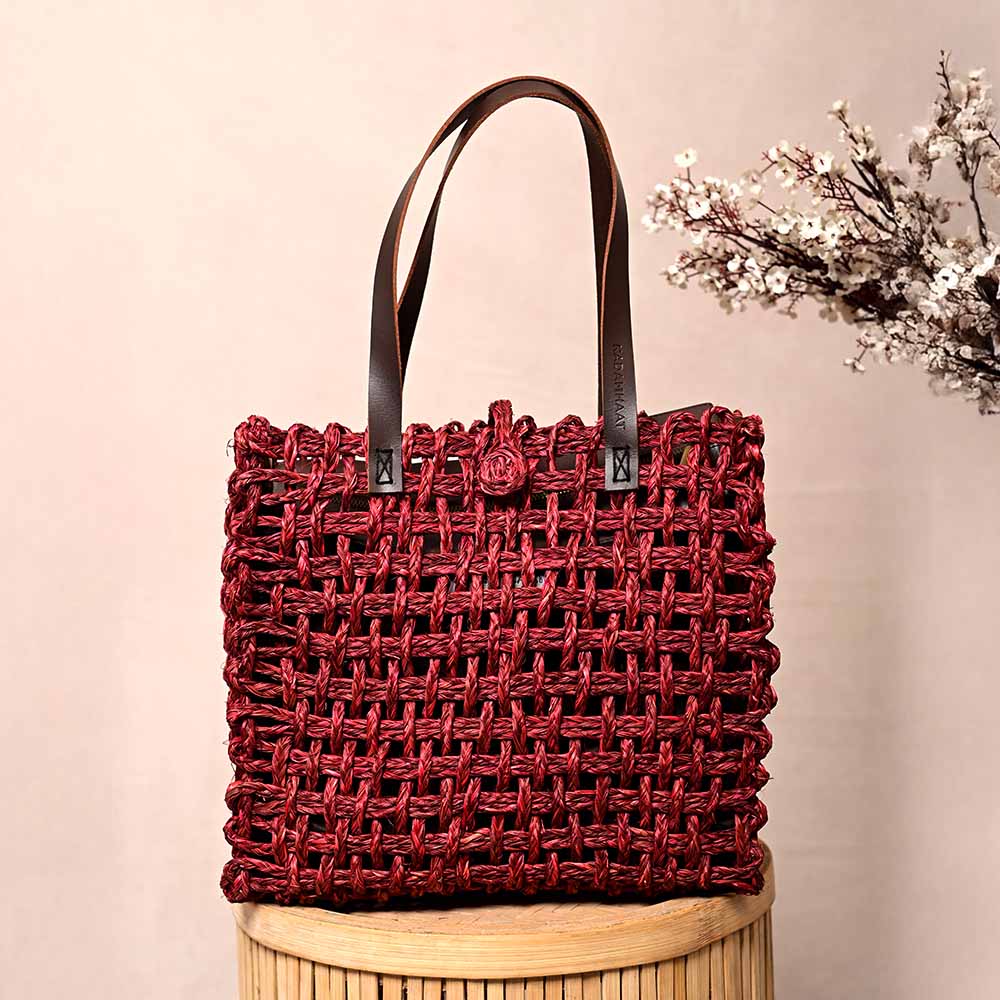 Sabai Mesh Luxe Carry Bag - Wine - Kadam Haat