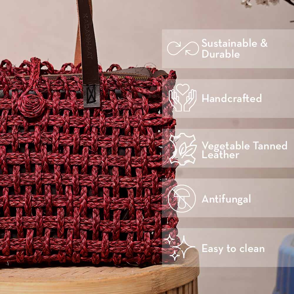 Sabai Mesh Luxe Carry Bag - Wine - Kadam Haat