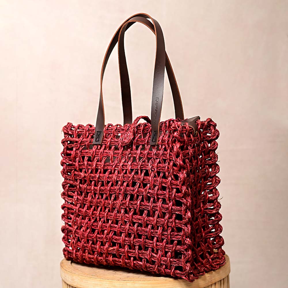 Sabai Mesh Luxe Carry Bag - Wine - Kadam Haat