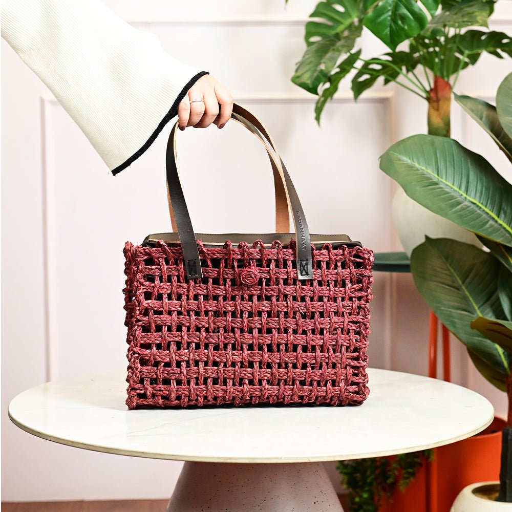 Sabai Mesh Luxe Carry Bag - Wine - Kadam Haat