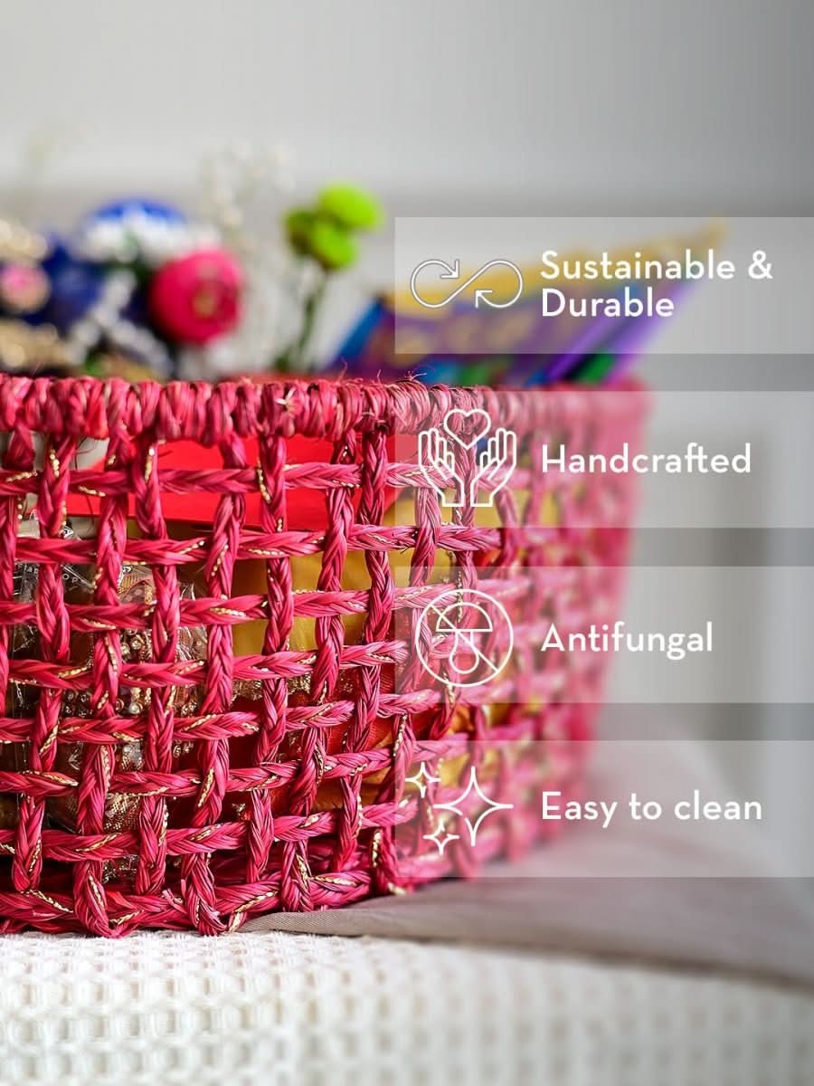 Sabai Trousseau Basket - Red Zari - Kadam Haat