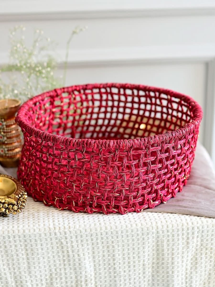 Sabai Trousseau Basket - Red Zari - Kadam Haat