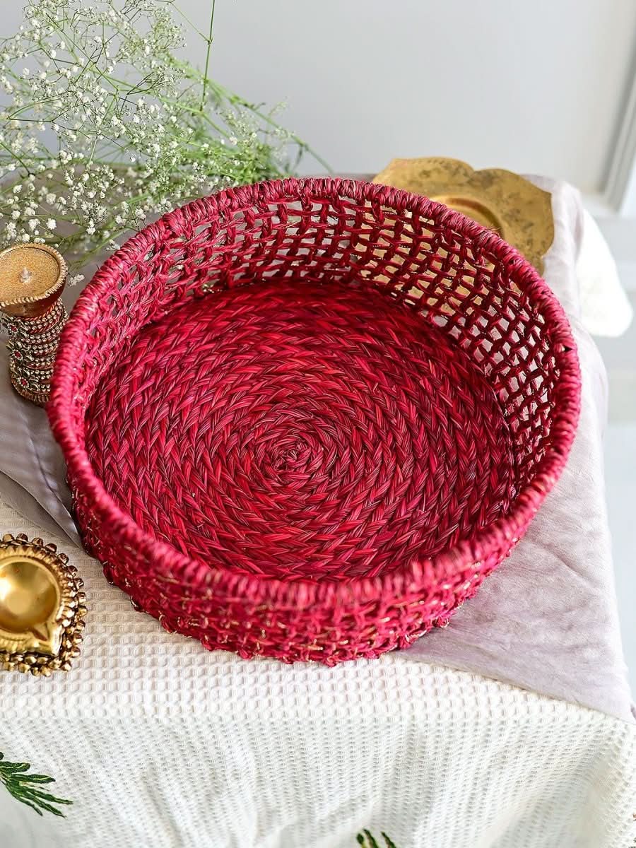 Sabai Trousseau Basket - Red Zari - Kadam Haat