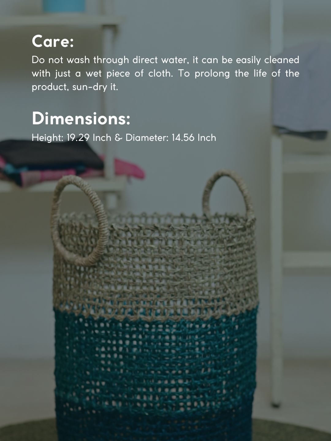 Handmade Sabai Grass Laundry Basket - Indigo