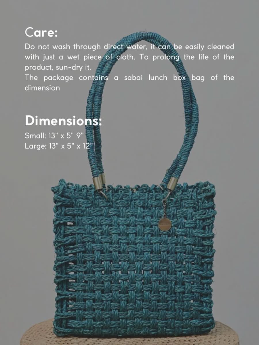 Vegan handmade sabai grass bag - indigo - Kadam Haat
