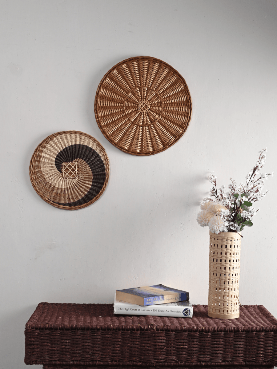 Wicker Wall Plate Set of 2 - Kadam Haat