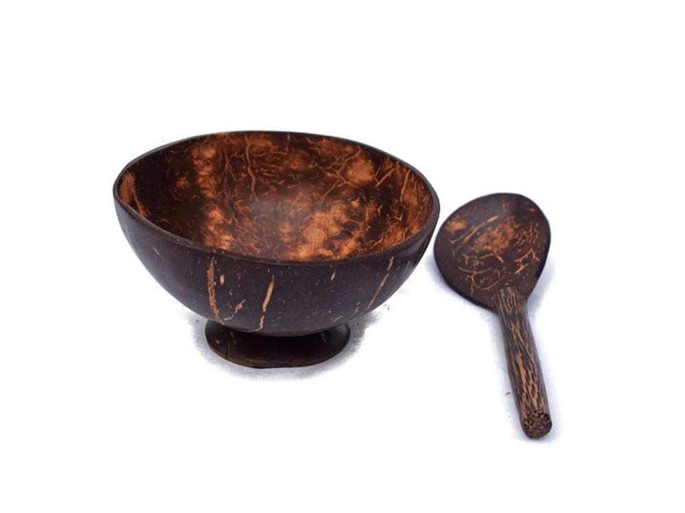 Kadam Haat Handmade Coconut Shell Bowls with Spoon Set