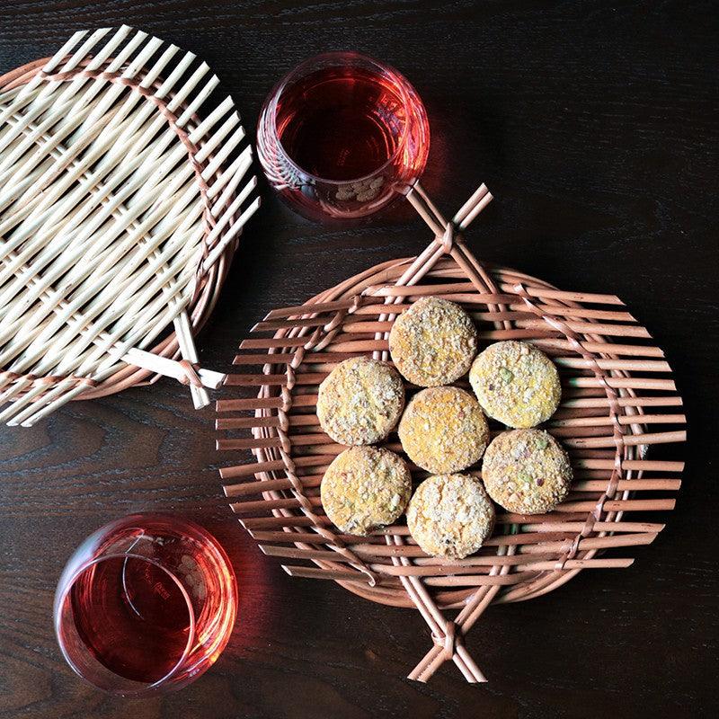 Handmade Wicker Tray Small Brown - Kadam Haat