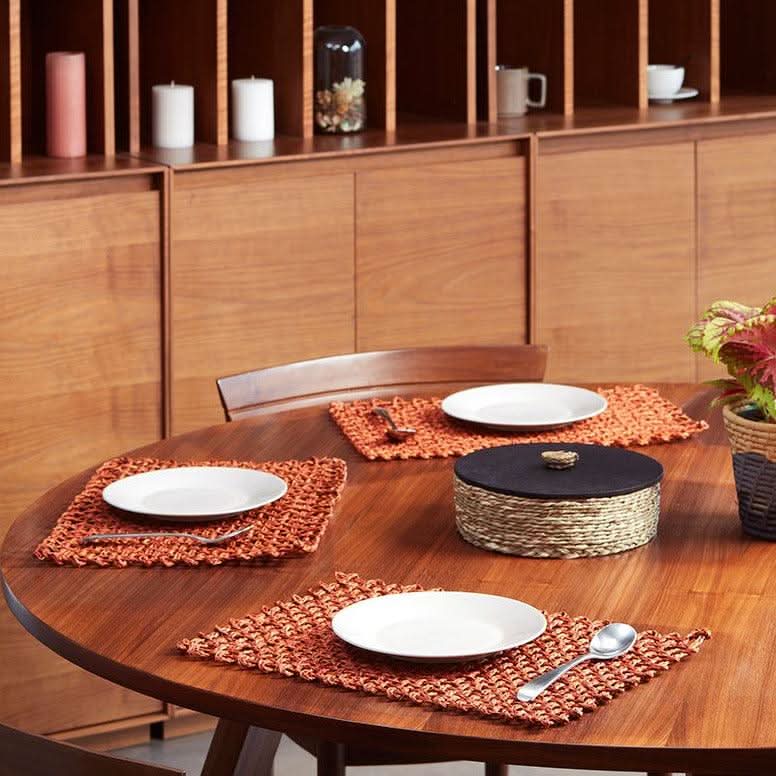 Handmade Sabai Grass Table Mat - Rectangular Set of 6 - Kadam Haat