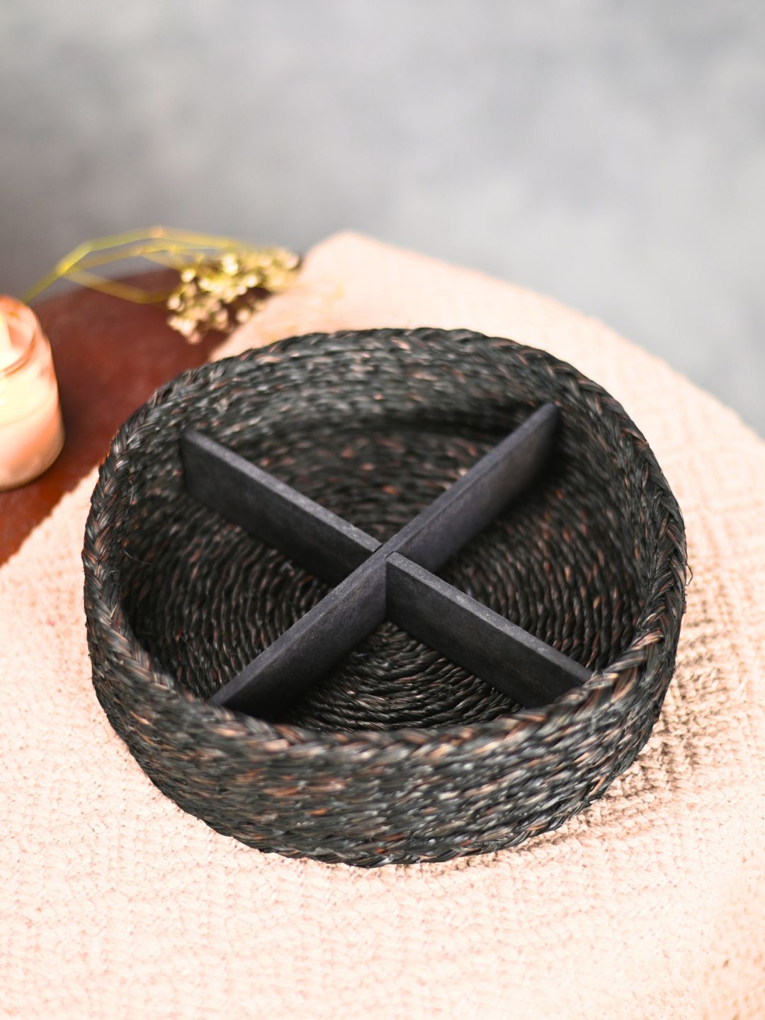 Handmade Sabai Grass Jewellery Box - Black
