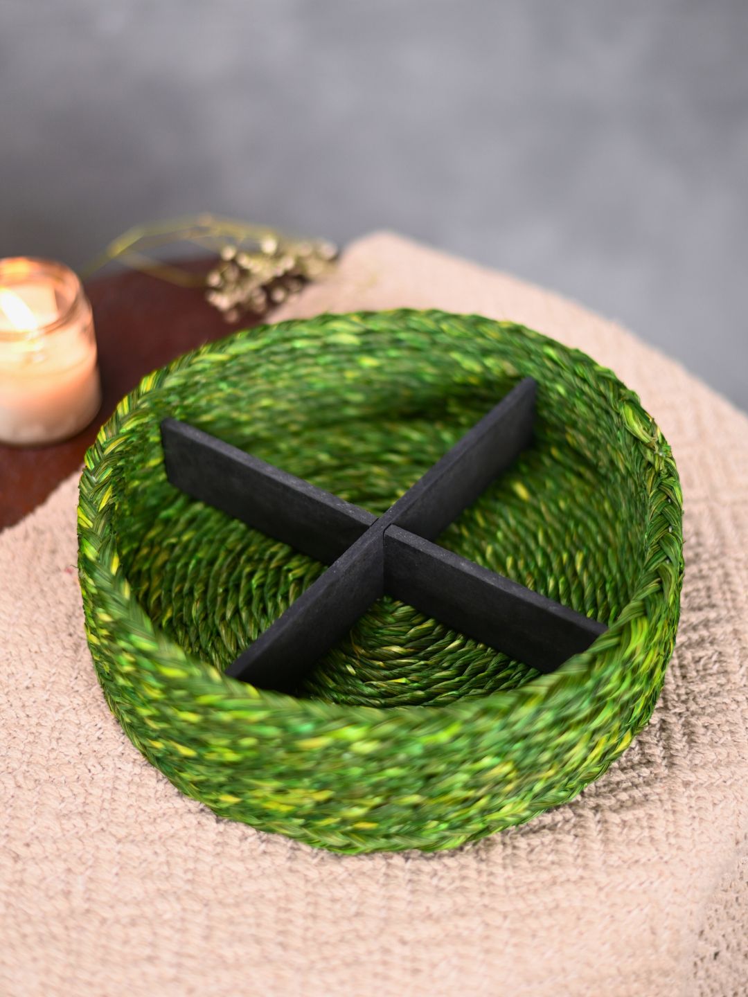Handmade Sabai Grass Jewellery Box - Green