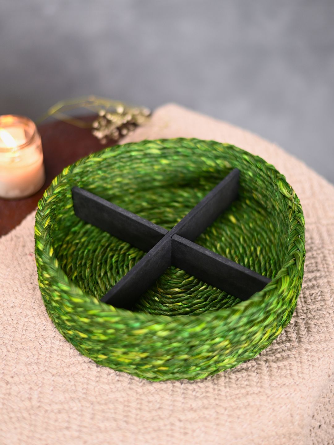 Handmade Sabai Grass Jewellery Box - Green