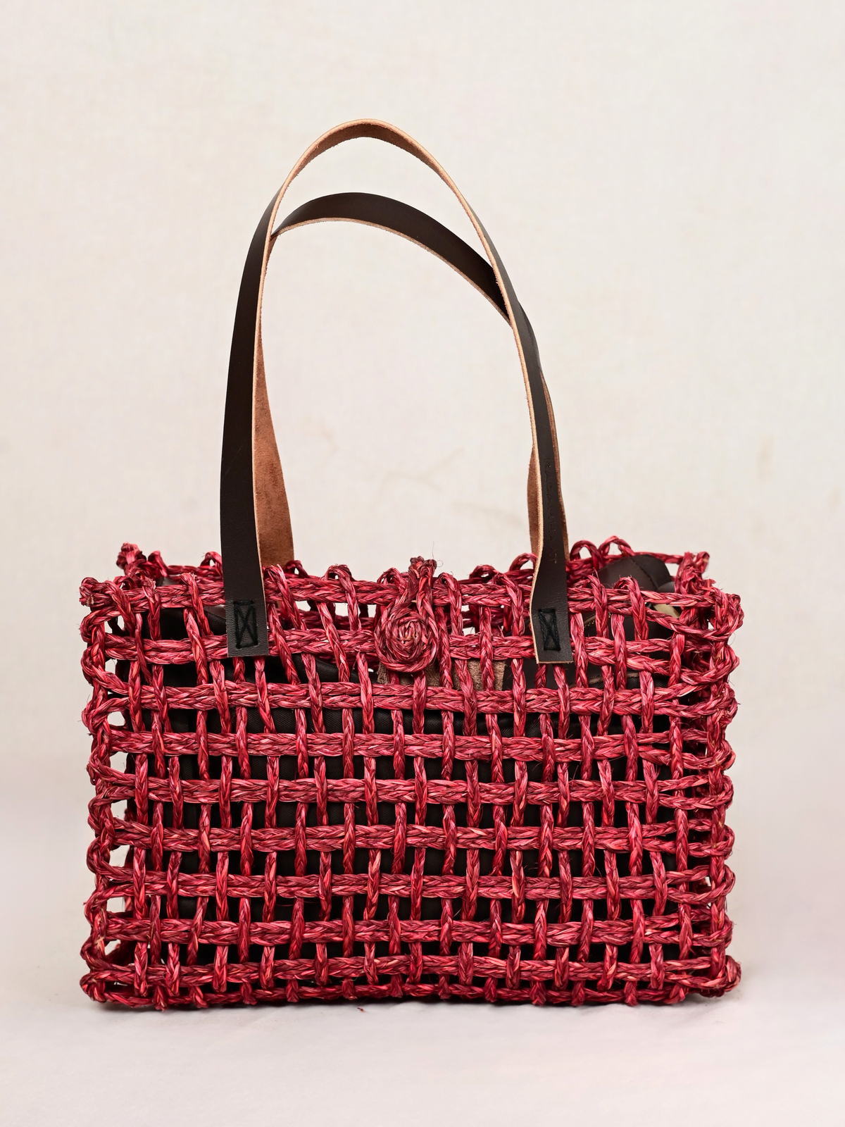 Sabai Grass Mesh Tote Bag – Small – Wine