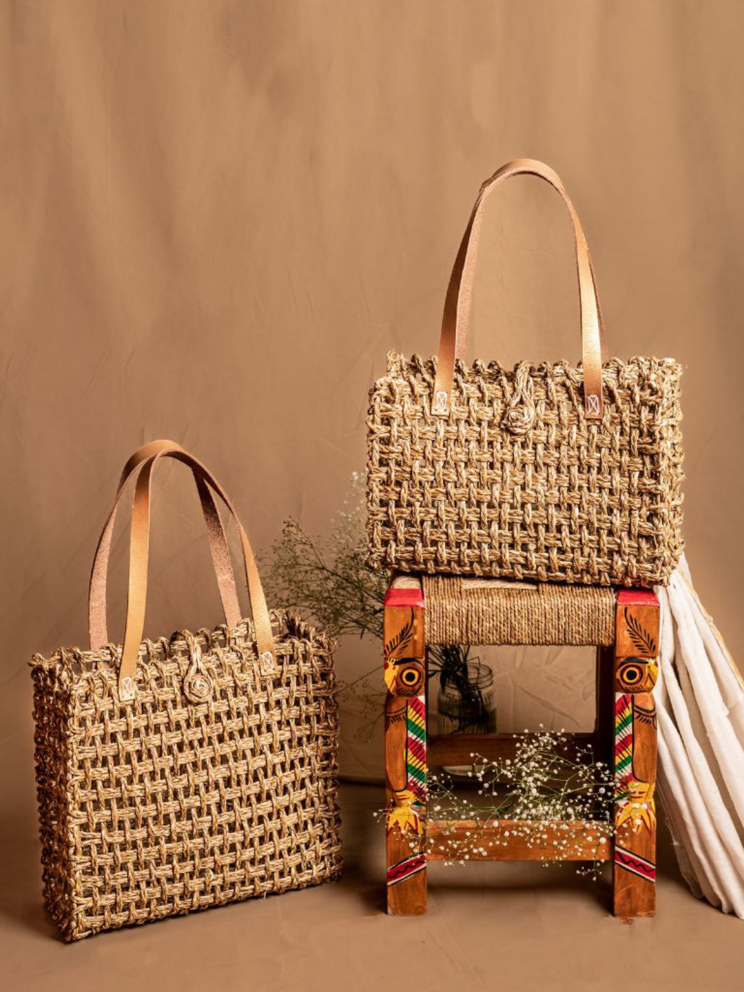 Handmade Sabai Zari Mesh Bag