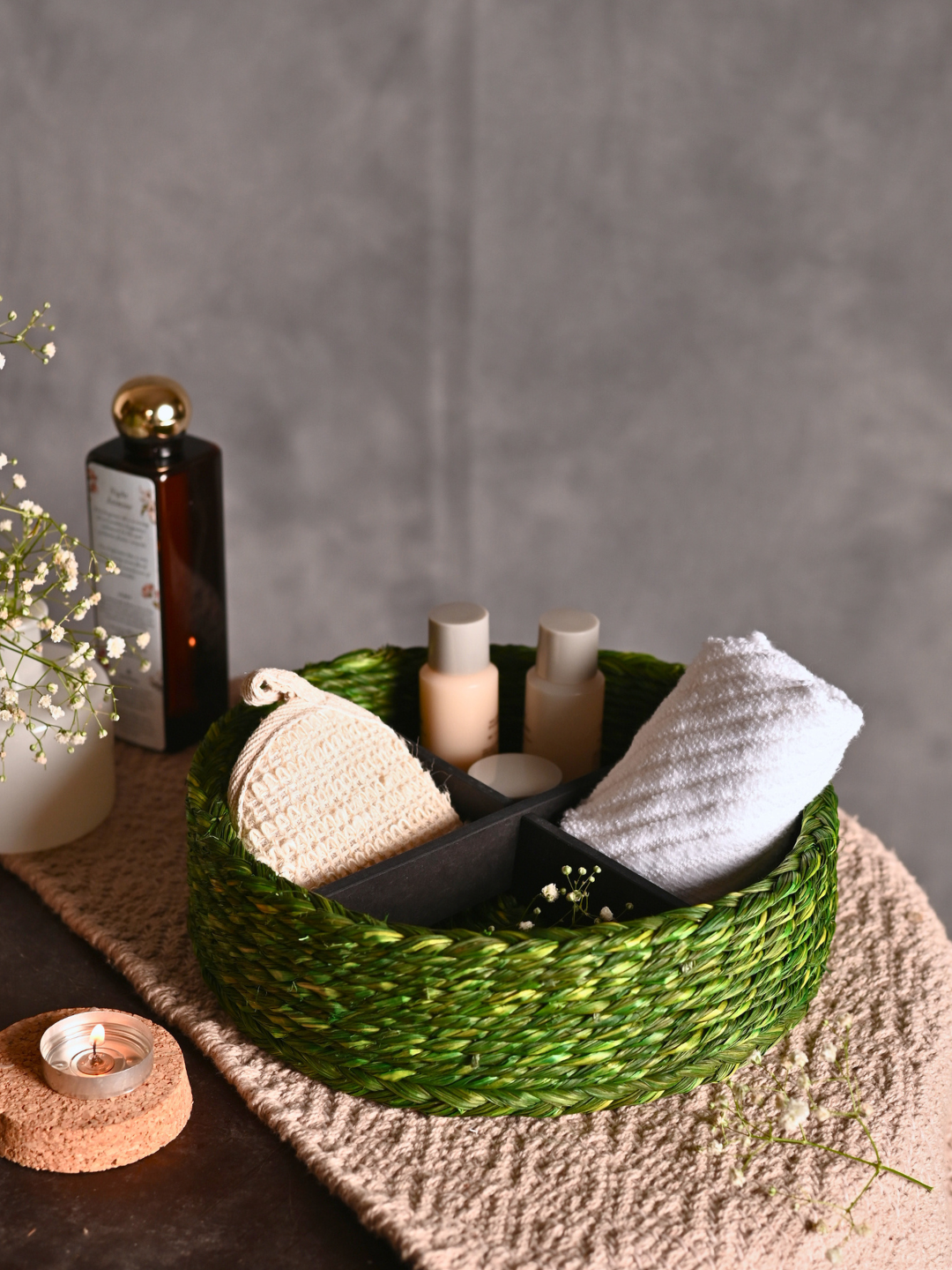 Handmade Sabai Grass Jewellery Box - Green