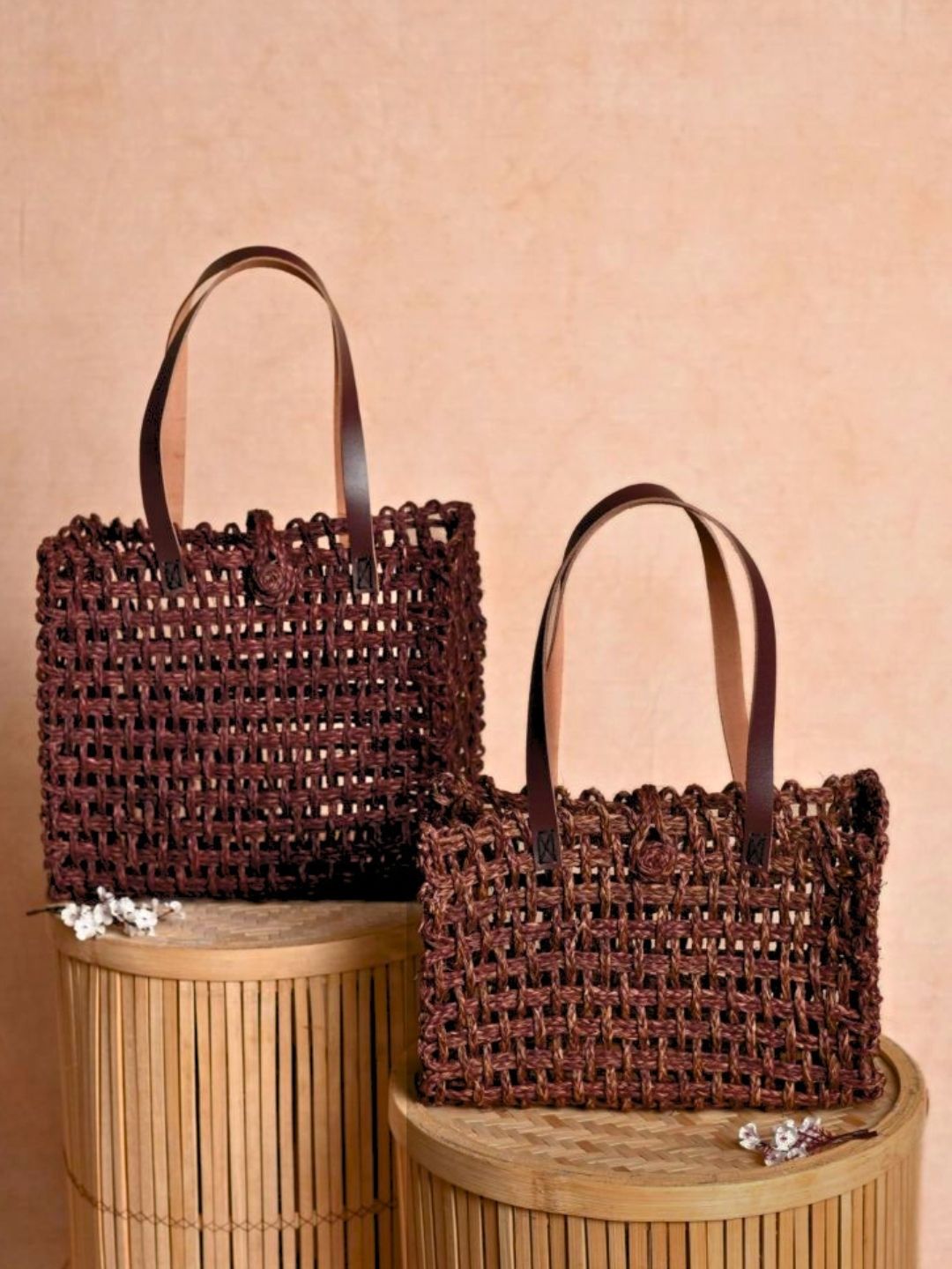 Handmade Sabai Grass Mesh Bag - Brown