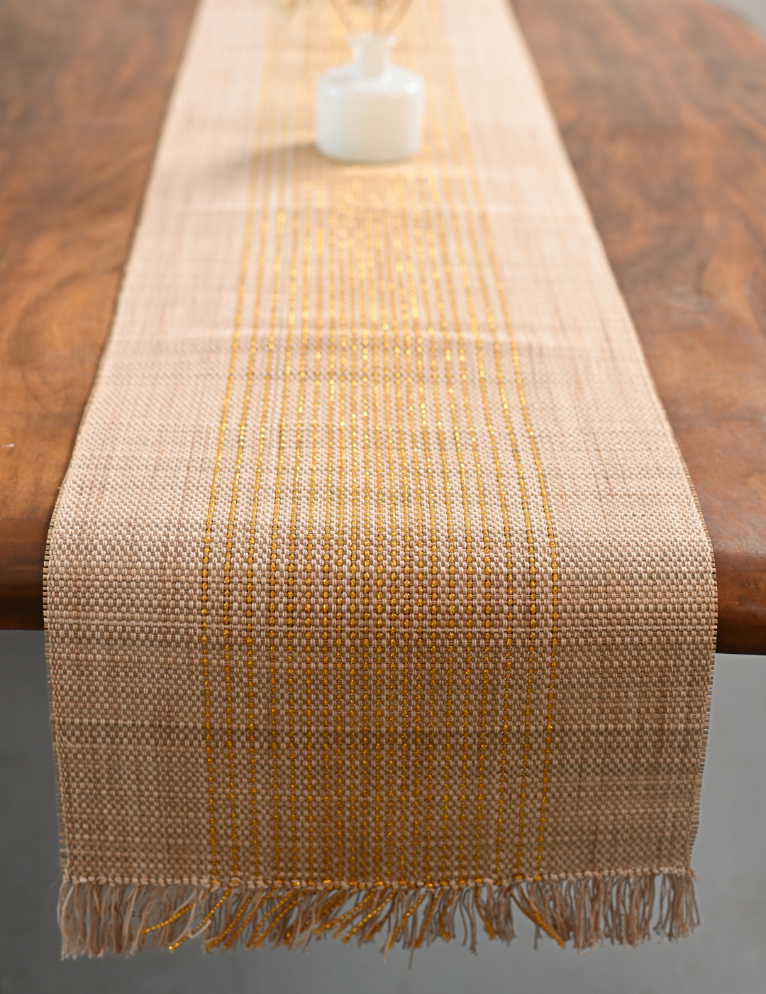 Handmade Madurkathi Table Runner with Zari