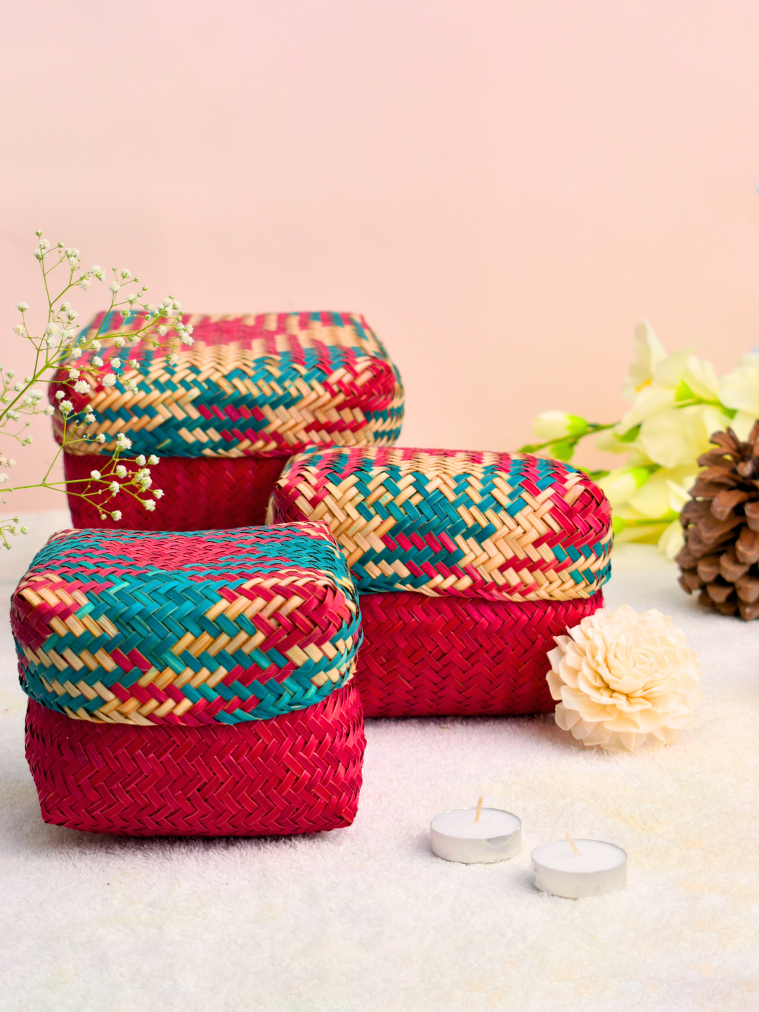 Handmade Sitalpati Gift Box- Set of 3 (Small+Medium+Large)
