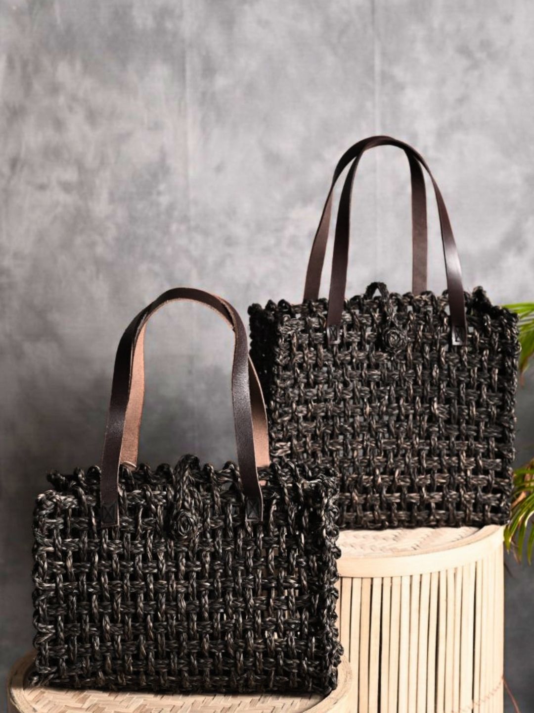 Handmade Sabai Grass Mesh Bag - Black