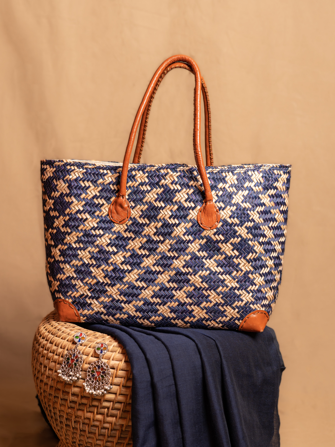 Handmade Sitalpati Potli Bag - Blue