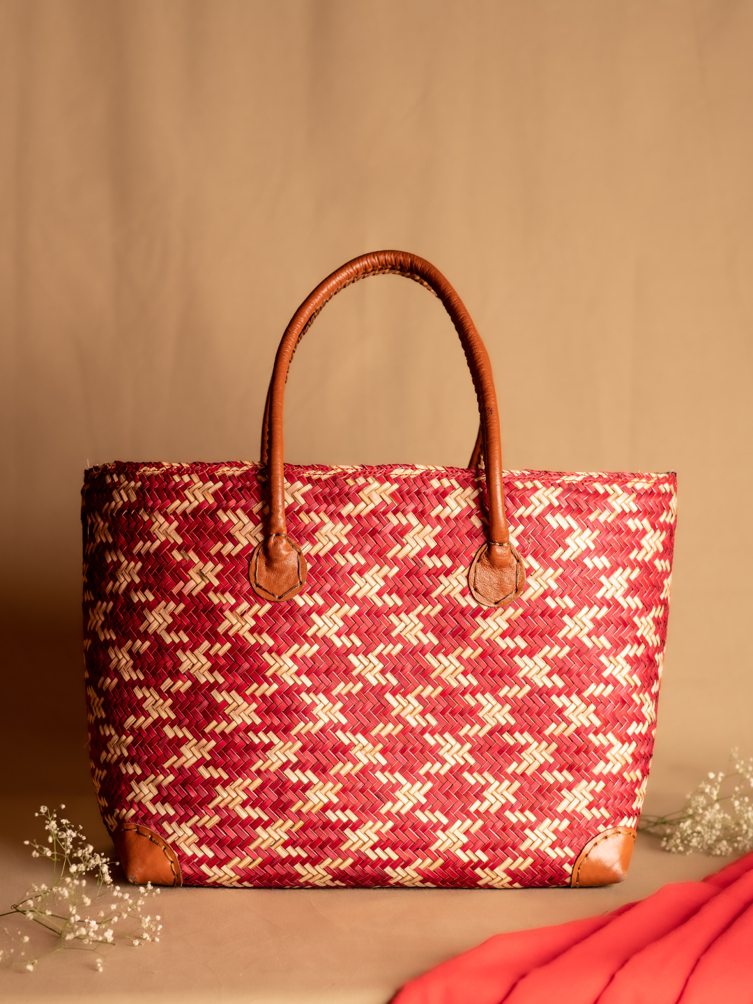 Handmade Sitalpati Potli Bag - Red
