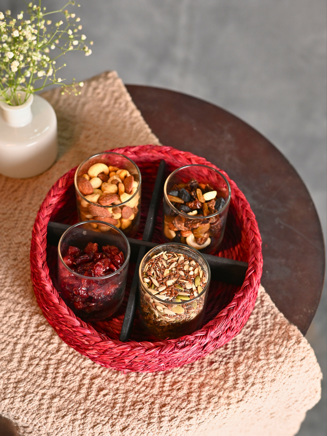 Handmade Sabai Grass Jewellery Box - Red