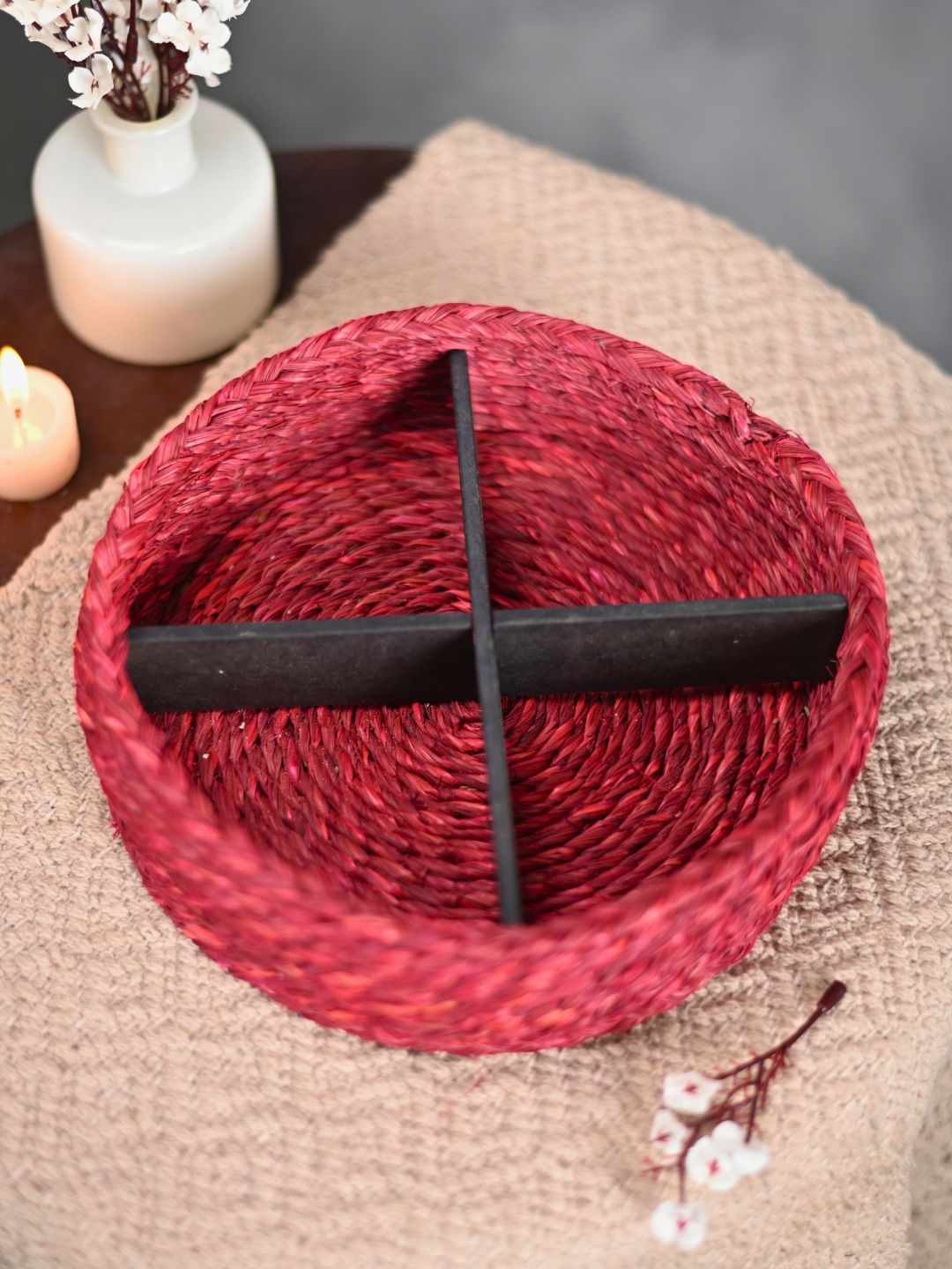 Handmade Sabai Grass Jewellery Box - Red