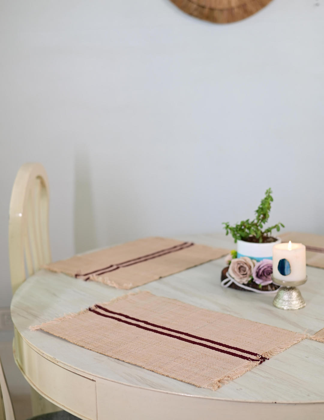 Handmade Madurkathi Table Mat - Vintage Loom stripe