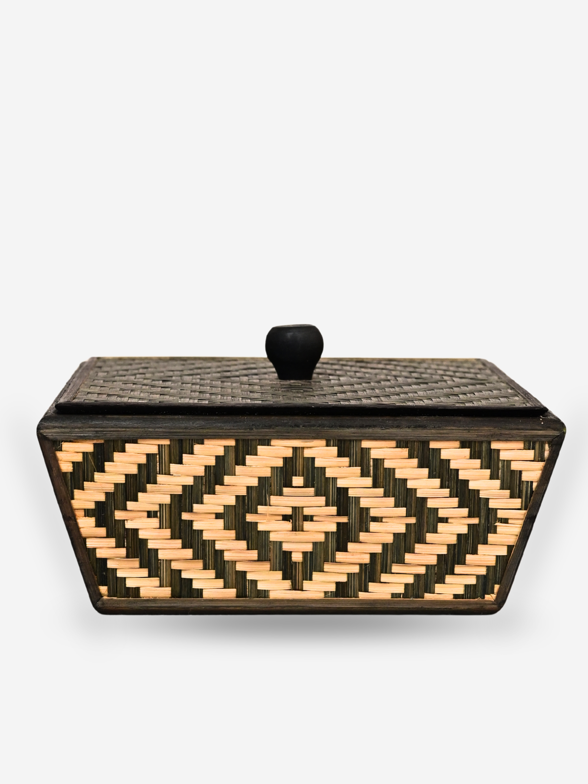 Handmade Bamboo Fruit Basket With Lid - Black
