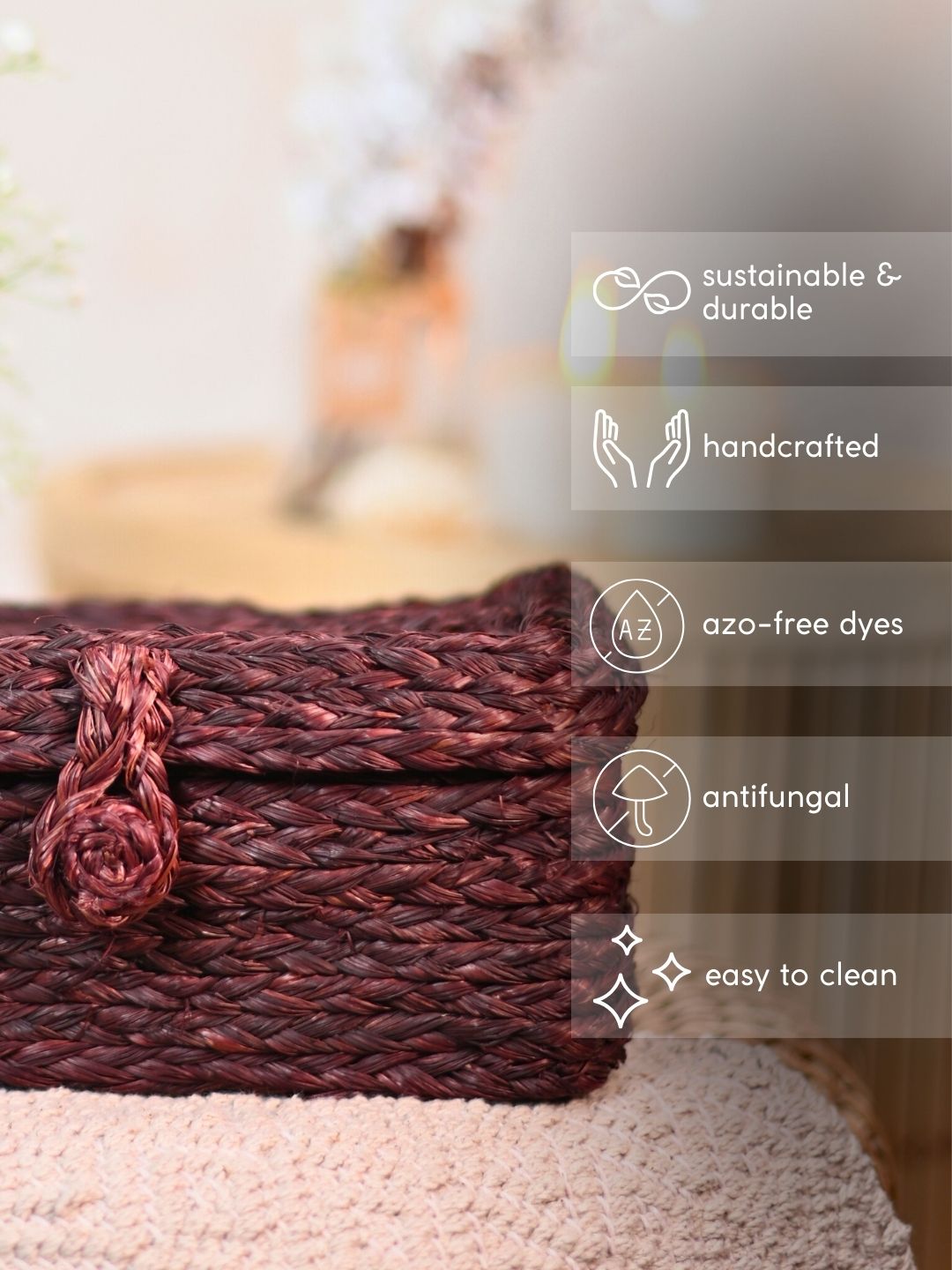 Handmade Sabai Grass Sandook - Brown