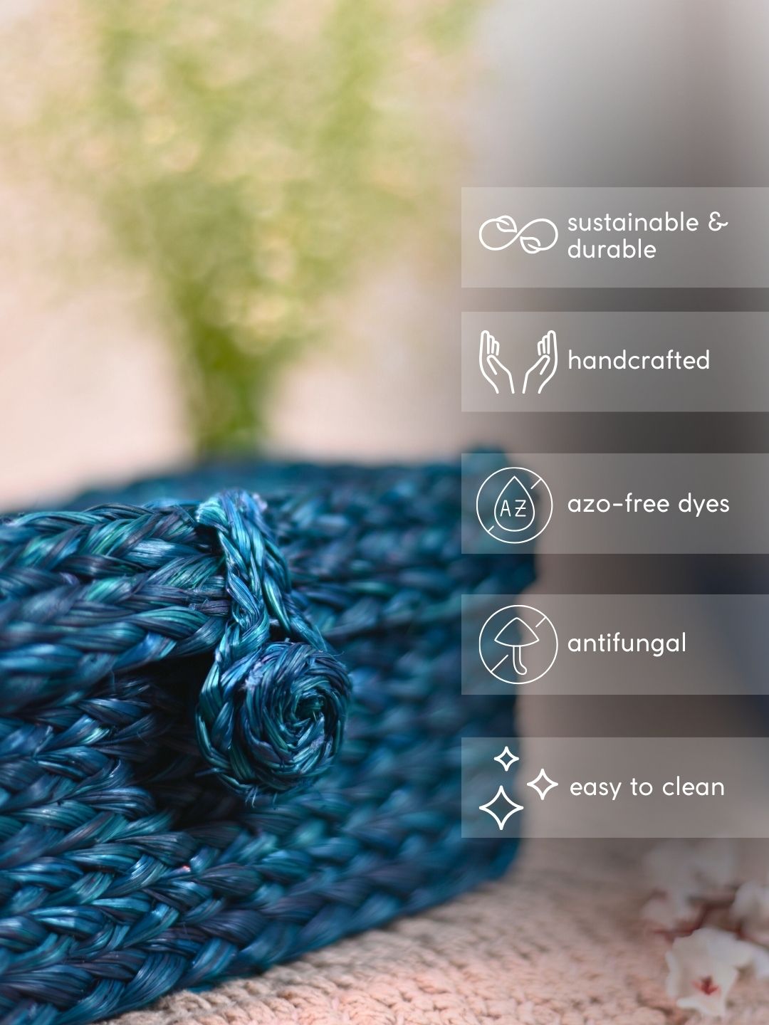 Handmade Sabai Grass Sandook - Indigo