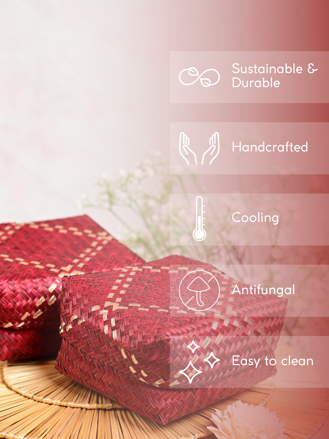 Handmade Shitalpati Cranberry Gift Box