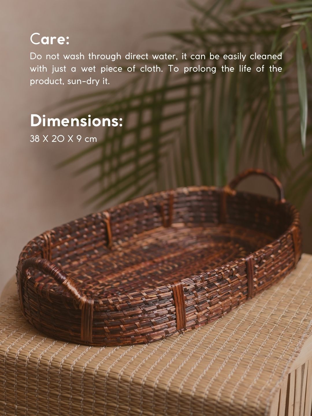 Handmade Sikki Oval Tray - Brown