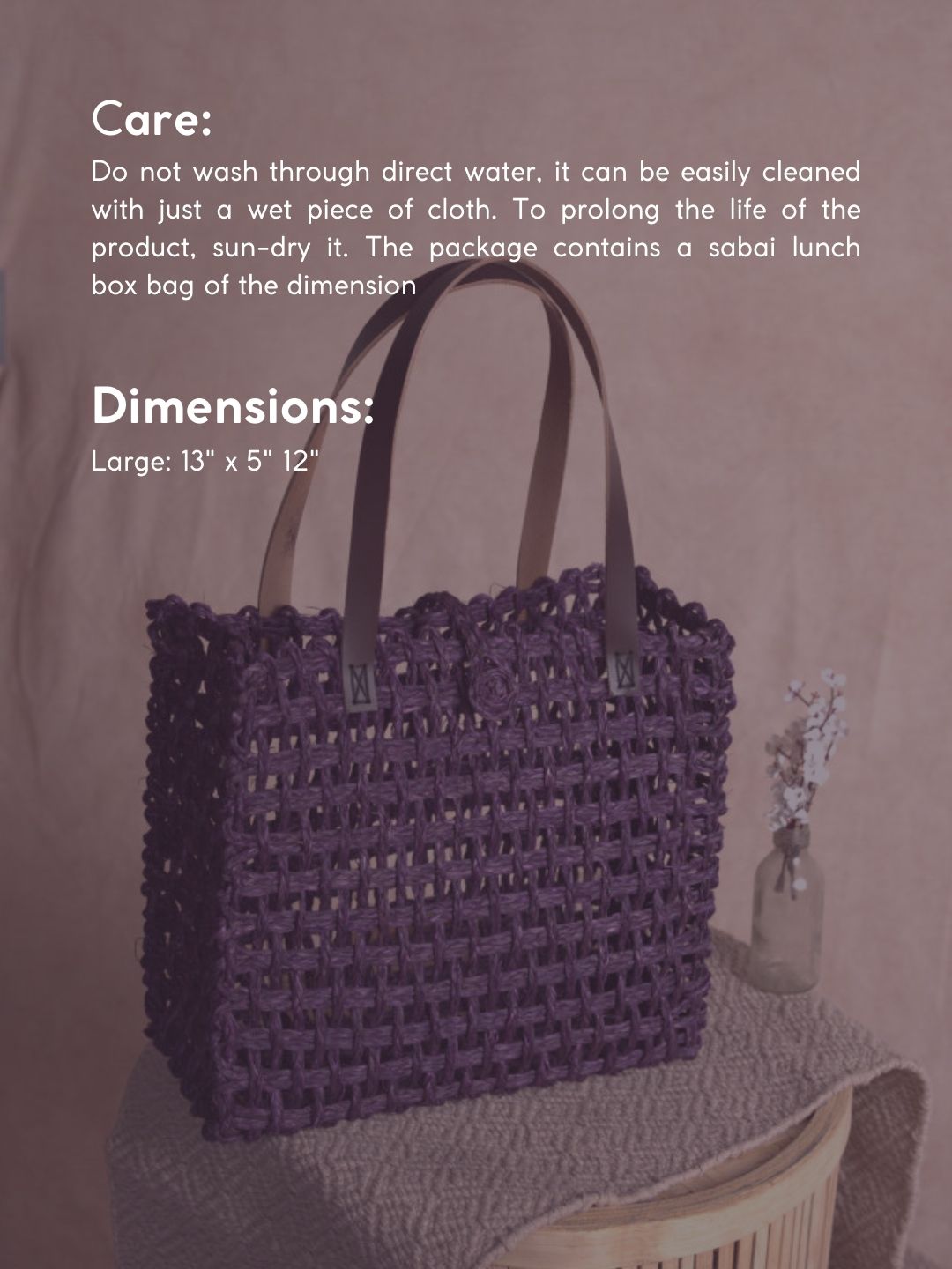 Handmade Sabai Grass Mesh Bag - Lavander