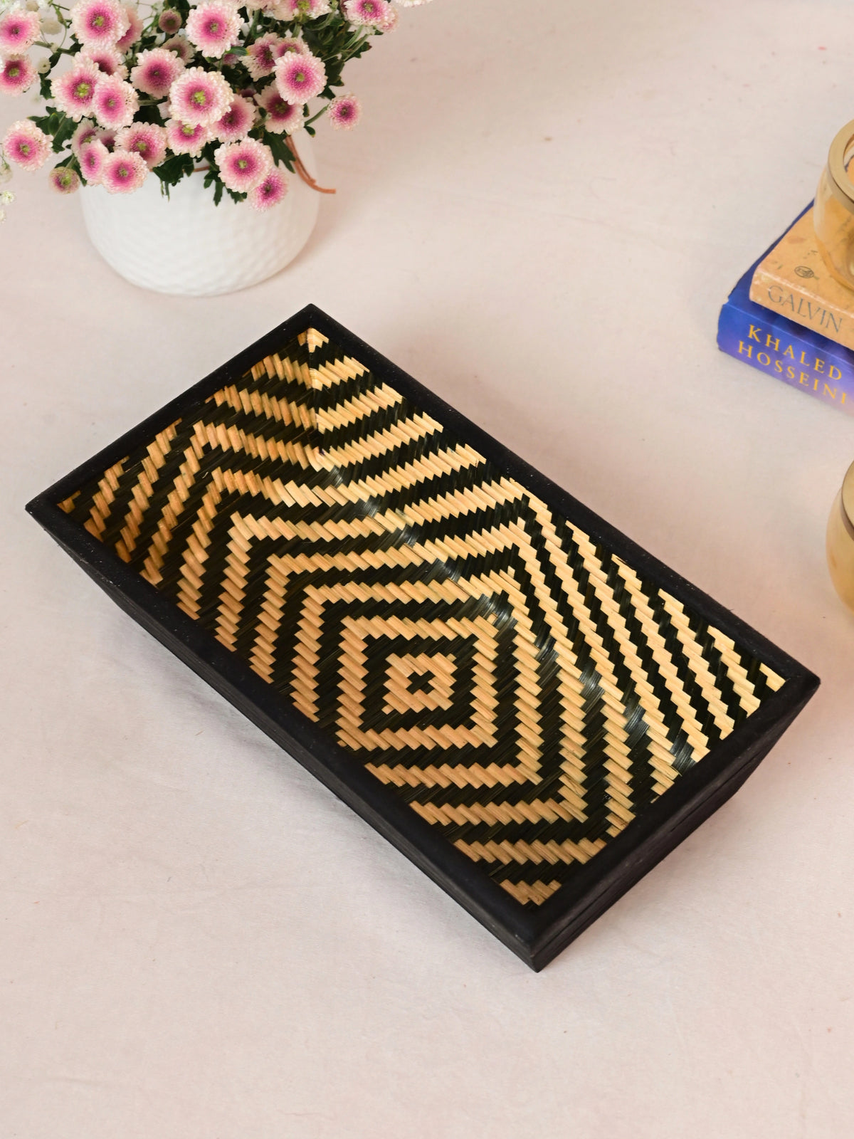 Handmade Bamboo Rectangular Basket - Black