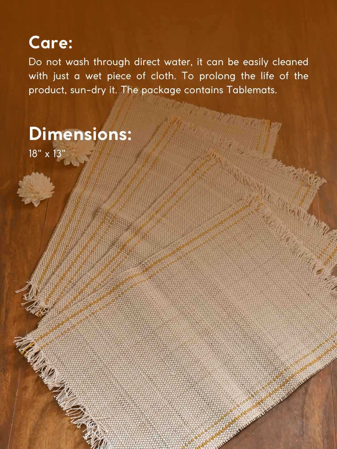 Handmade Madurkathi Tablemat with Zari Set of 4