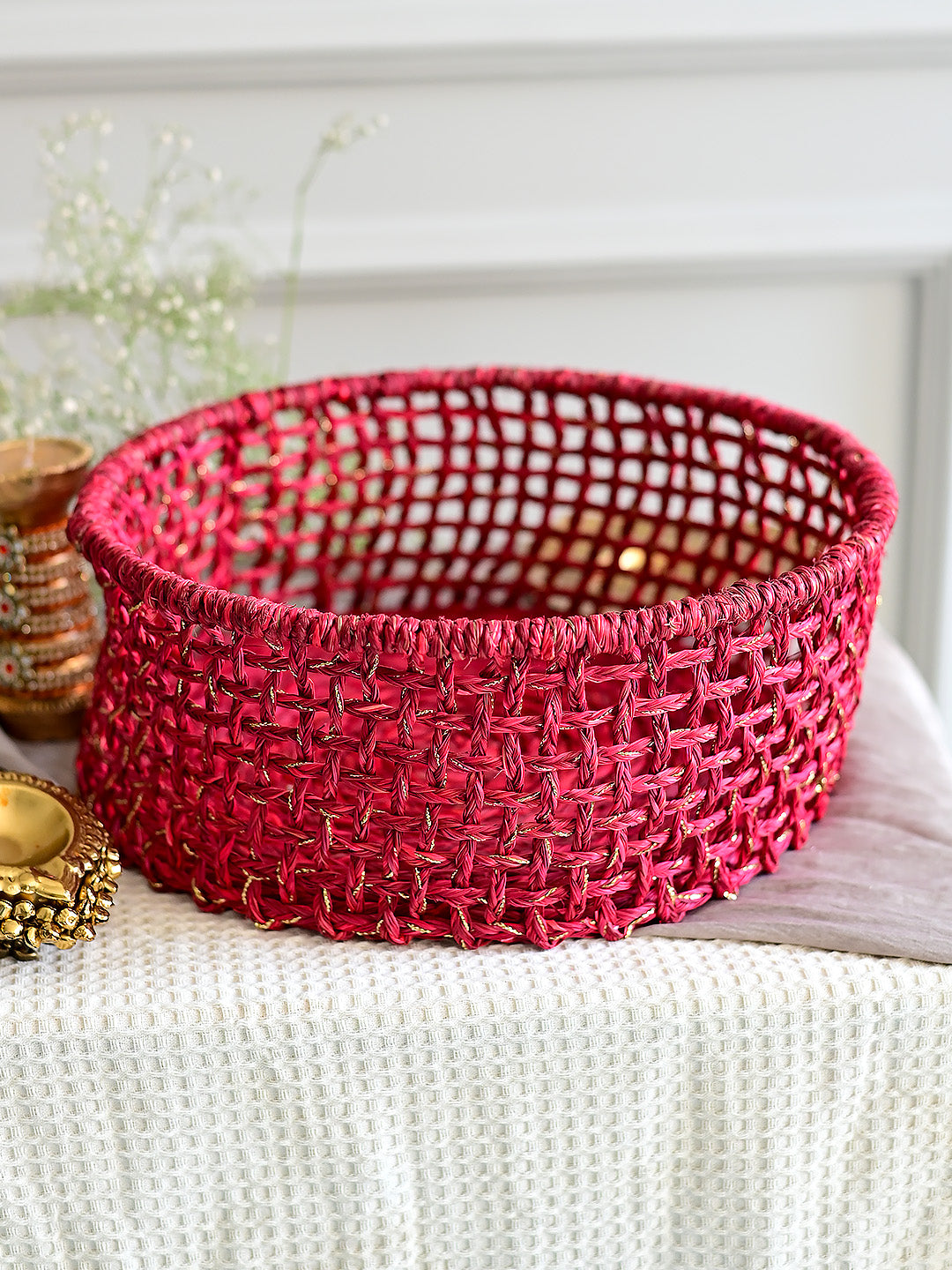 Sabai Trousseau Basket  - Red Zari