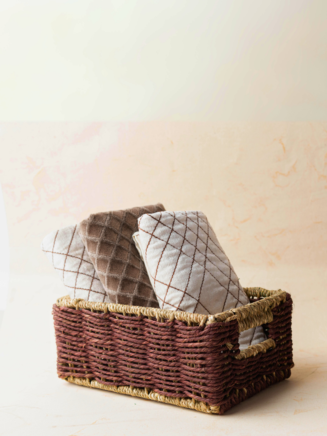 Handmade Sabai Grass Towel Basket- Large/Brown