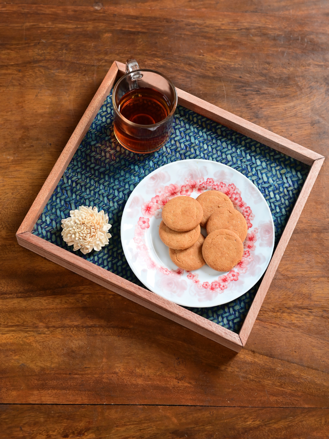 Handmade Small Ocean Blue Sitalpati Tray