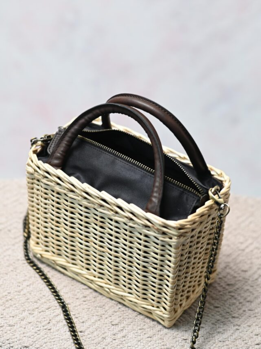 Handmade Wicker City Bag - Natural