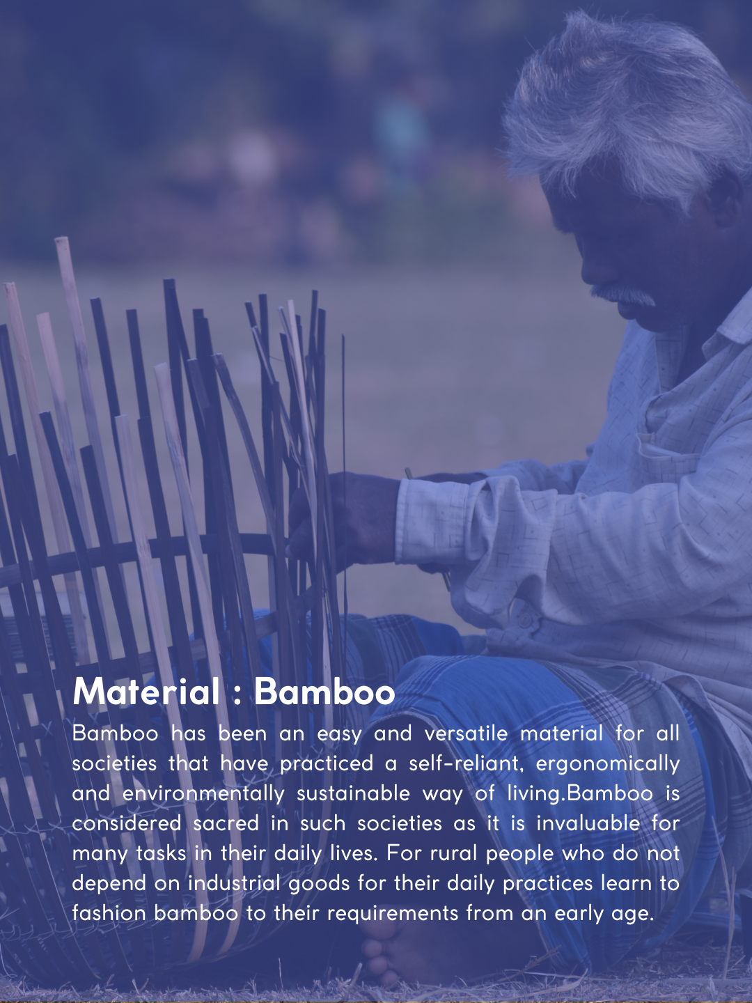 Handmade Bamboo Hive Round Tray - Blue