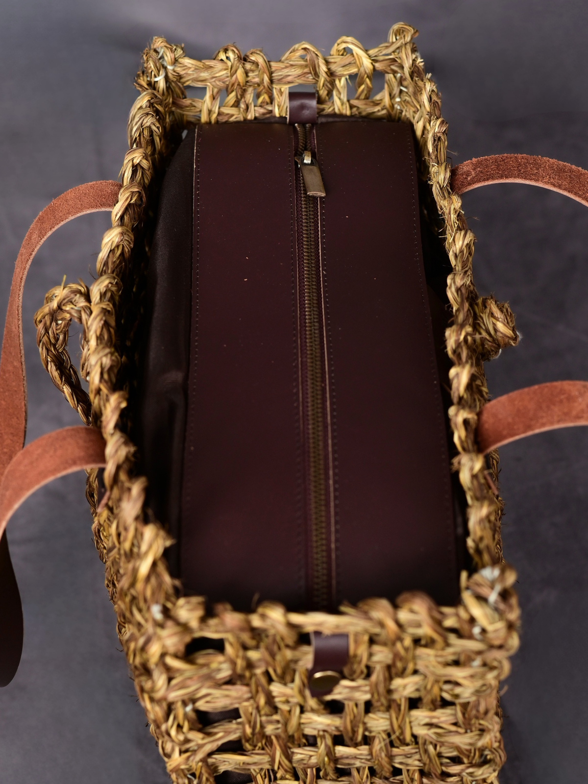 Handmade Sabai Grass Small Mesh Tote Bag - Avocado