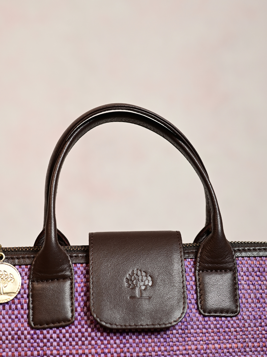 Handmade Mini Roll-up Madurkathi Bag- Lavender