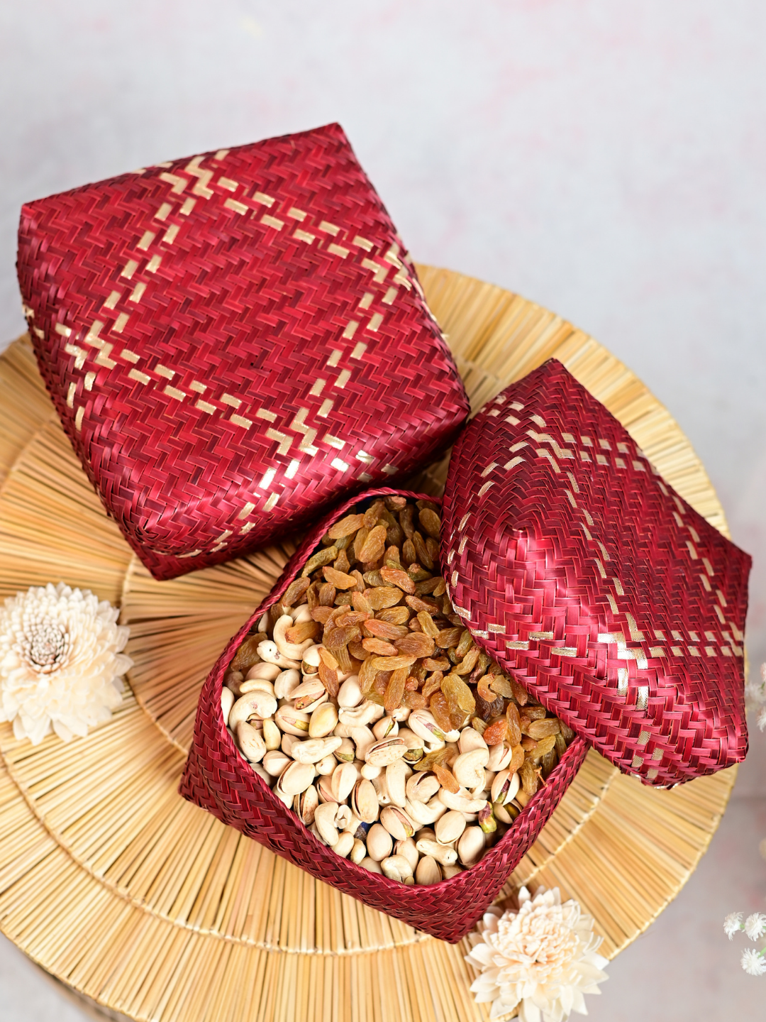 Handmade Shitalpati Cranberry Gift Box