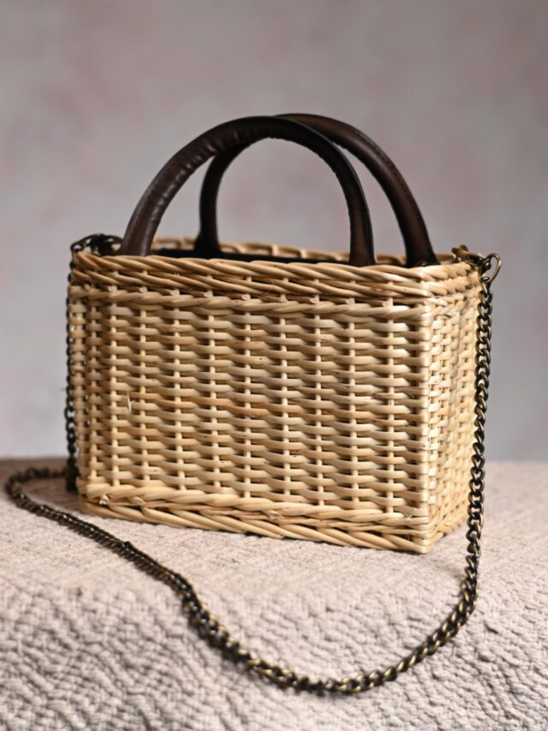 Handmade Wicker City Bag - Natural