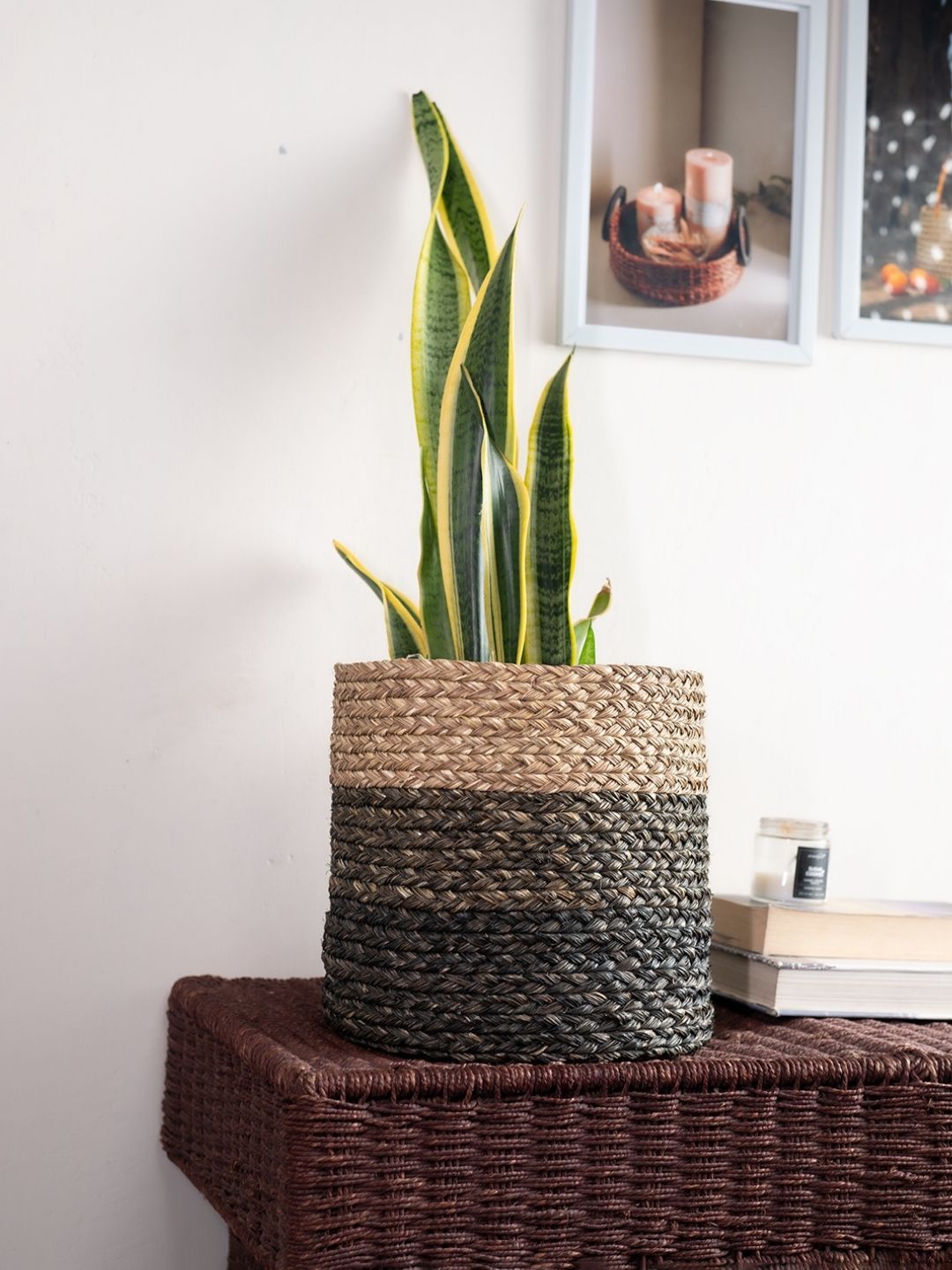 Handmade Sabai Grass Planter - Black