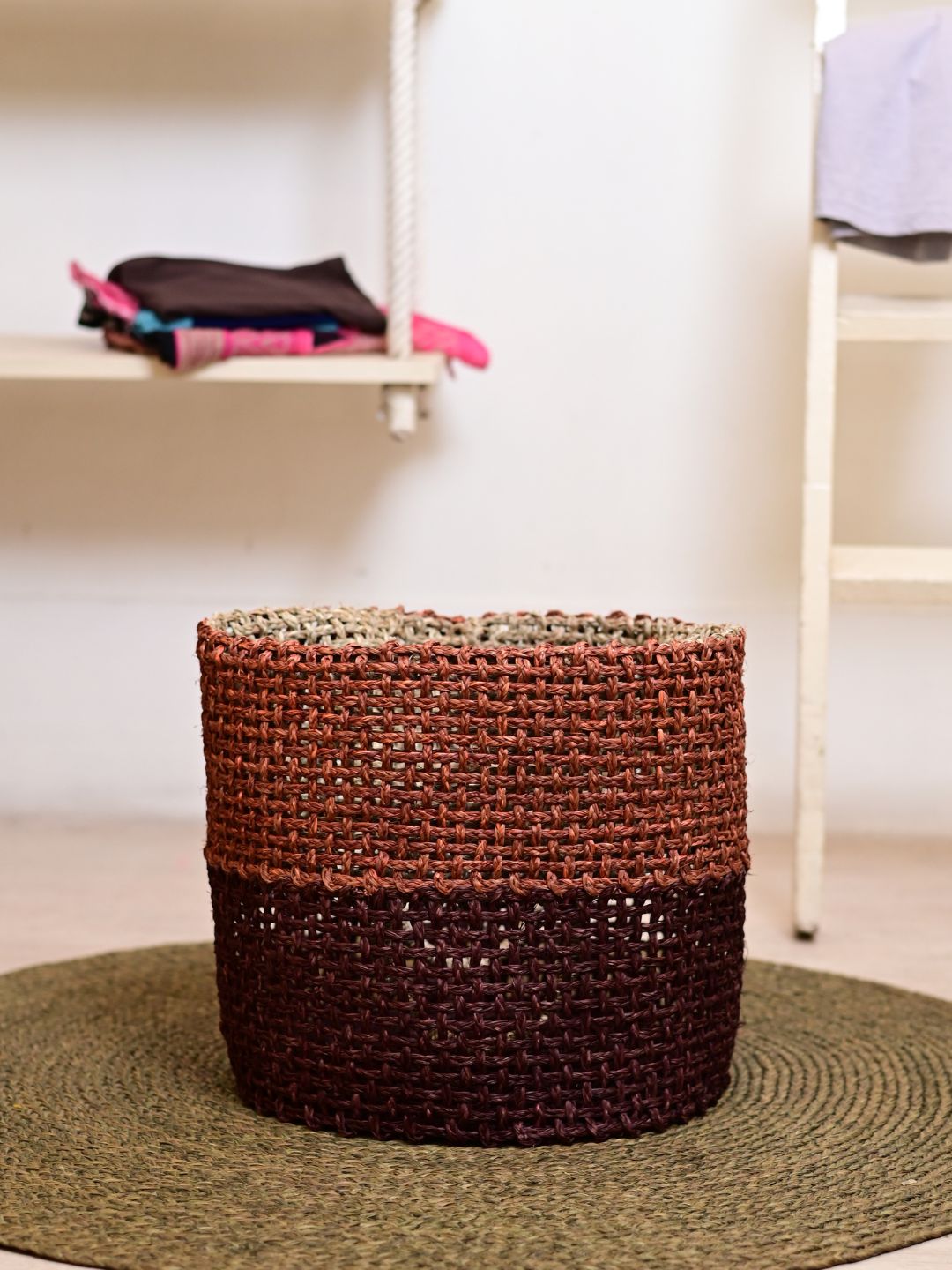 Handmade Sabai Grass Laundry Basket - Brown